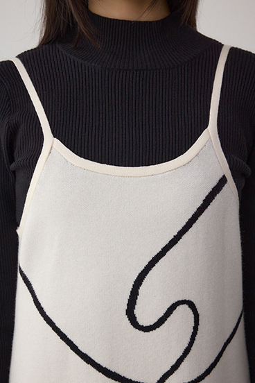 【セットアイテム】ライン柄ニットキャミワンピセット 詳細画像