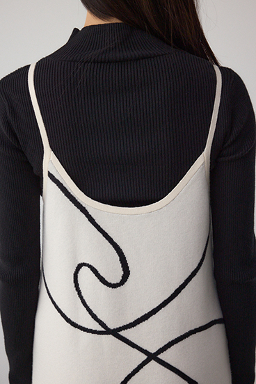 【セットアイテム】ライン柄ニットキャミワンピセット 詳細画像