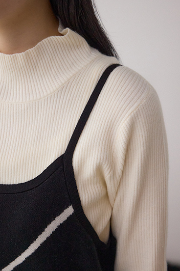 【セットアイテム】ライン柄ニットキャミワンピセット 詳細画像