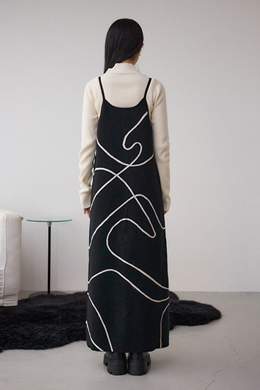 【セットアイテム】ライン柄ニットキャミワンピセット 詳細画像