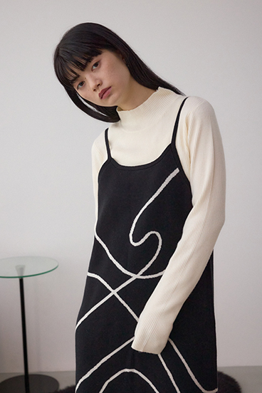 【セットアイテム】ライン柄ニットキャミワンピセット