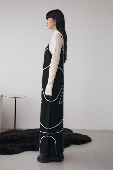 【セットアイテム】ライン柄ニットキャミワンピセット 詳細画像