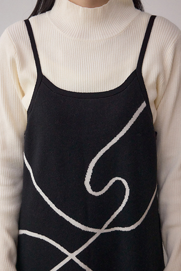 【セットアイテム】ライン柄ニットキャミワンピセット 詳細画像