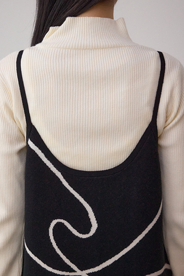 【セットアイテム】ライン柄ニットキャミワンピセット 詳細画像