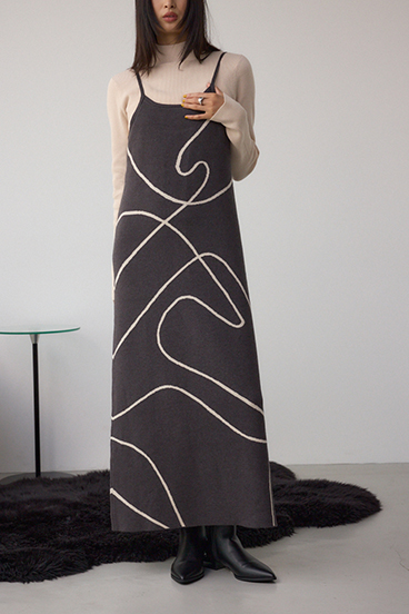 【セットアイテム】ライン柄ニットキャミワンピセット