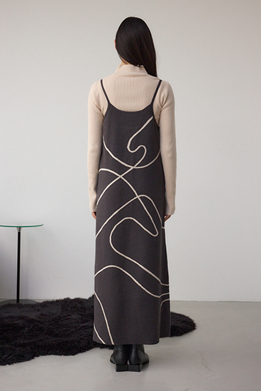 【セットアイテム】ライン柄ニットキャミワンピセット 詳細画像