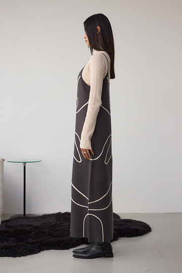 【セットアイテム】ライン柄ニットキャミワンピセット 詳細画像