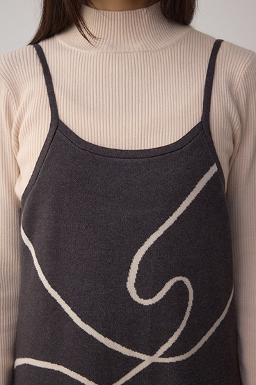 【セットアイテム】ライン柄ニットキャミワンピセット 詳細画像