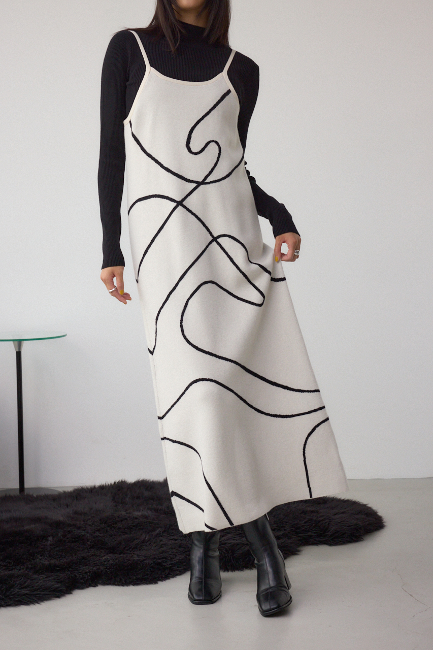 【セットアイテム】ライン柄ニットキャミワンピセット