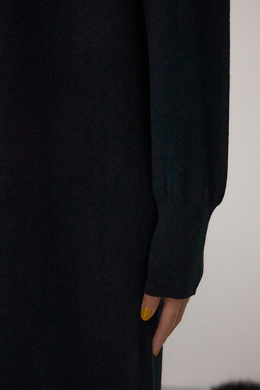 格上げ ポロカラーニットワンピース 詳細画像