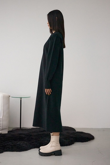 格上げ ポロカラーニットワンピース 詳細画像