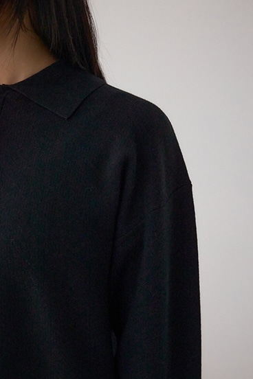 格上げ ポロカラーニットワンピース 詳細画像