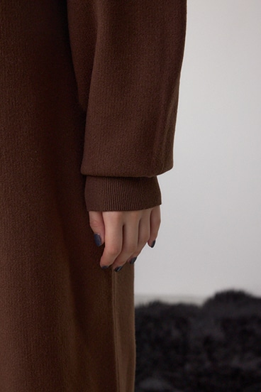 格上げ ポロカラーニットワンピース 詳細画像