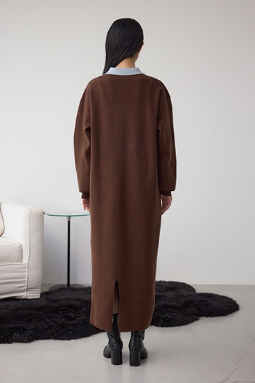 格上げ ポロカラーニットワンピース 詳細画像