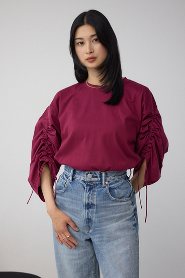 ギャザースリーブカットトップス 詳細画像
