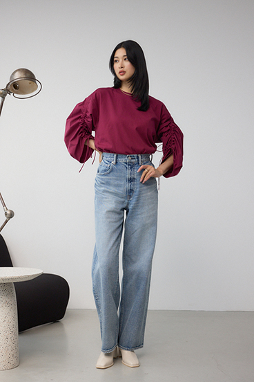 ギャザースリーブカットトップス 詳細画像