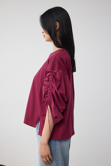 ギャザースリーブカットトップス 詳細画像