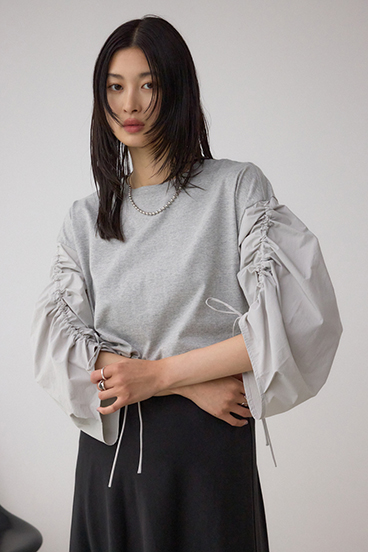 ギャザースリーブカットトップス 詳細画像