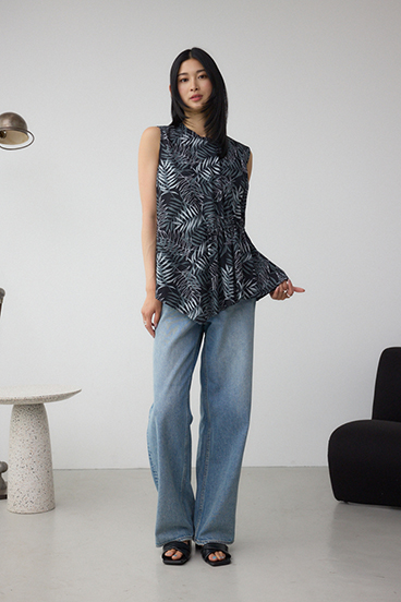 C/T冷感アシメギャザートップス 詳細画像