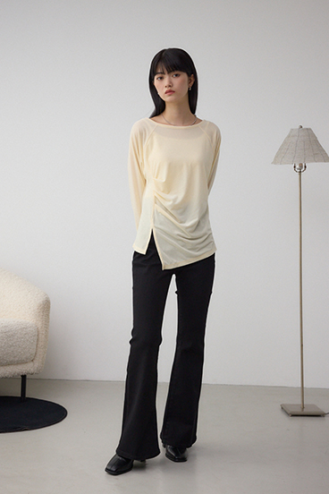 ベロアアシメカットトップス 詳細画像