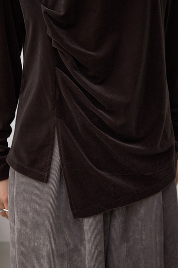 ベロアアシメカットトップス 詳細画像