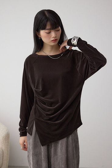 ベロアアシメカットトップス 詳細画像