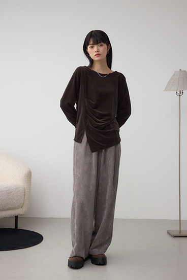 ベロアアシメカットトップス 詳細画像