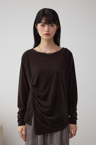 ベロアアシメカットトップス 詳細画像