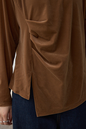 ベロアアシメカットトップス 詳細画像