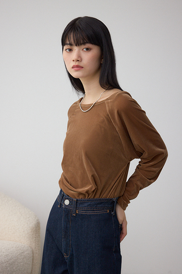 ベロアアシメカットトップス