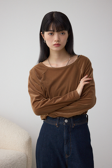 ベロアアシメカットトップス 詳細画像