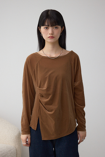 ベロアアシメカットトップス 詳細画像