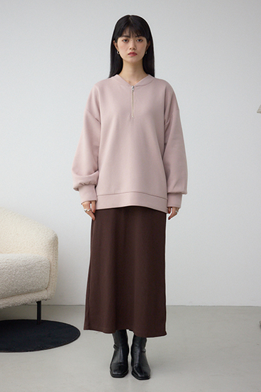 【SET】ハーフジップスウェットワンピース 詳細画像