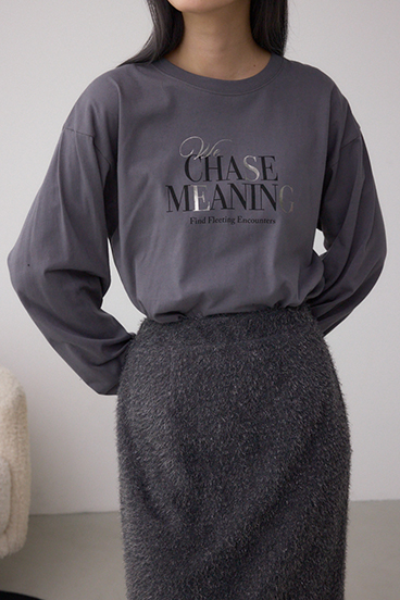 メタリックパーツプリントロングTシャツ