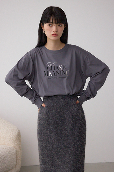 メタリックパーツプリントロングTシャツ 詳細画像