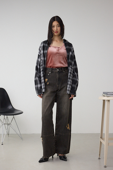 AZUL DENIM ウﾞィンテージダメージデニム 詳細画像