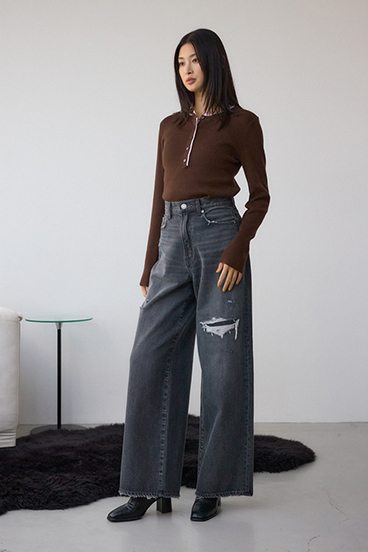 AZUL DENIM リペアワイドデニム 詳細画像