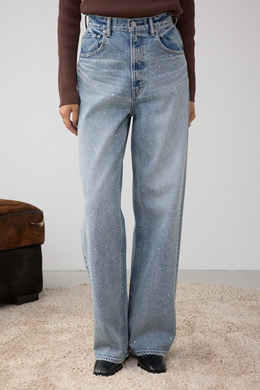 AZUL DENIM ラインストーンワイドデニム