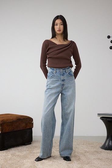 AZUL DENIM ラインストーンワイドデニム 詳細画像