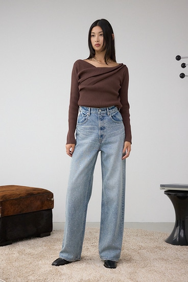 AZUL DENIM ラインストーンワイドデニム 詳細画像