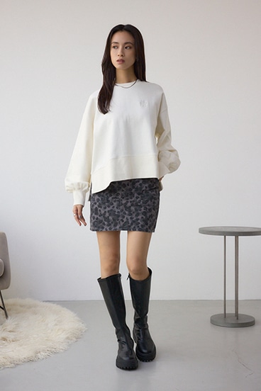 AZUL DENIM 起毛ツイルレオパードミニ 詳細画像