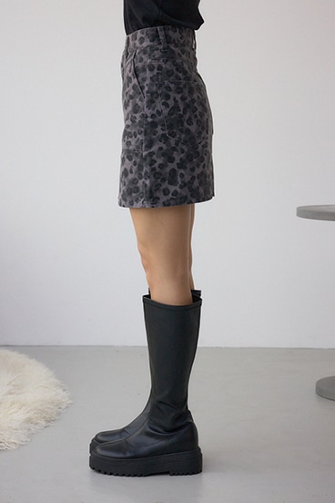 AZUL DENIM 起毛ツイルレオパードミニ 詳細画像