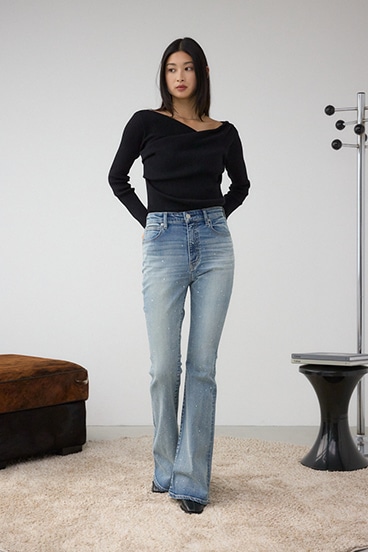 AZUL DENIM ラインストーンフレアデニム 詳細画像