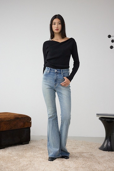 AZUL DENIM ラインストーンフレアデニム 詳細画像