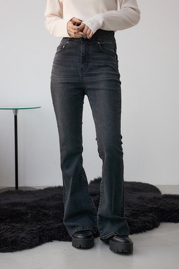 AZUL DENIM H/Wバックリボンフレアデニム