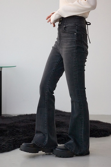 AZUL DENIM H/Wバックリボンフレアデニム