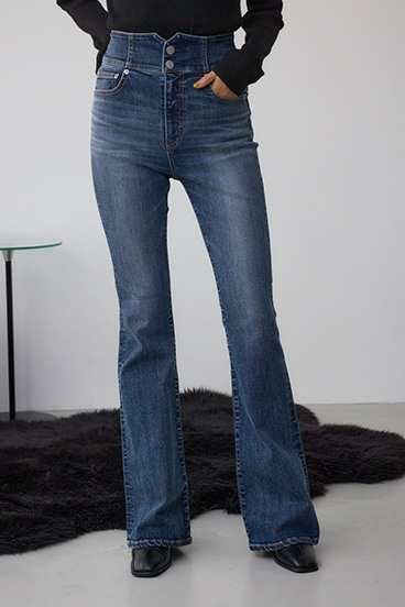 AZUL DENIM H/Wバックリボンフレアデニム