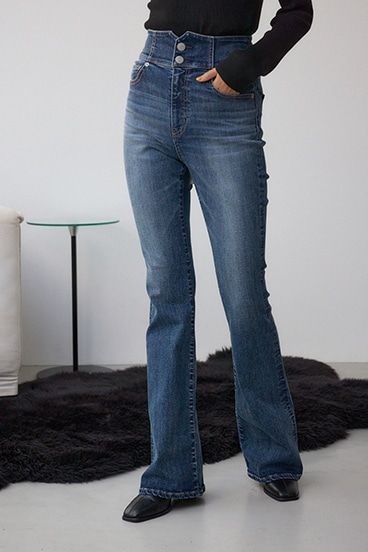 AZUL DENIM H/Wバックリボンフレアデニム 詳細画像