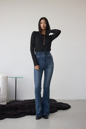 AZUL DENIM H/Wバックリボンフレアデニム 詳細画像