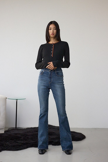 AZUL DENIM H/Wバックリボンフレアデニム 詳細画像